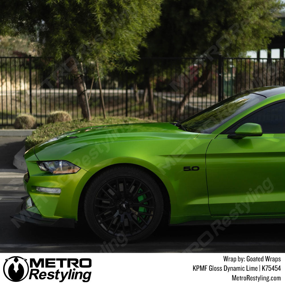 KPMF Gloss Dynamic Lime Ford Mustang 5.0 Vinyl Wrap