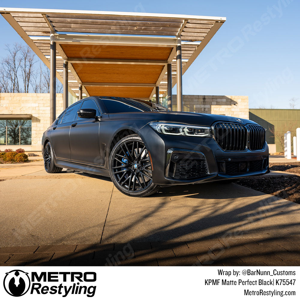 Matte Perfect Black BMW 750 Vinyl Wrap