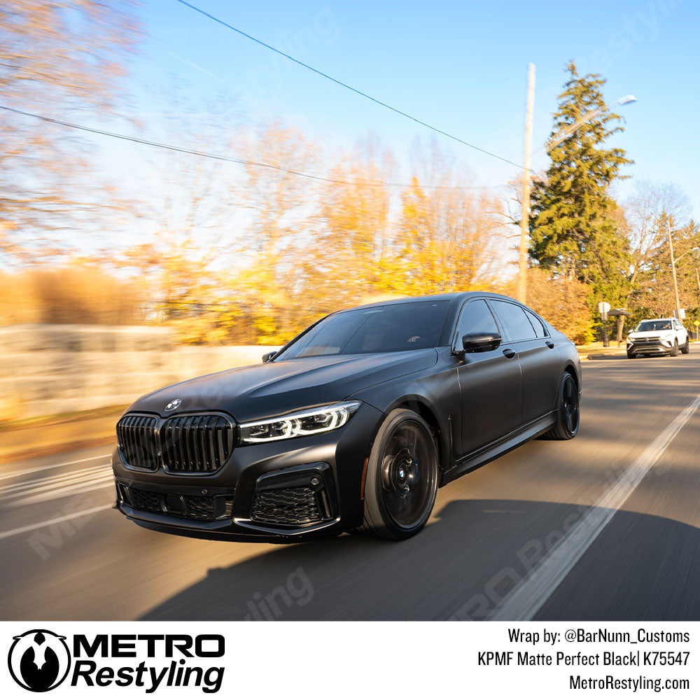 Matte Perfect Black BMW 750 Vinyl Wrap