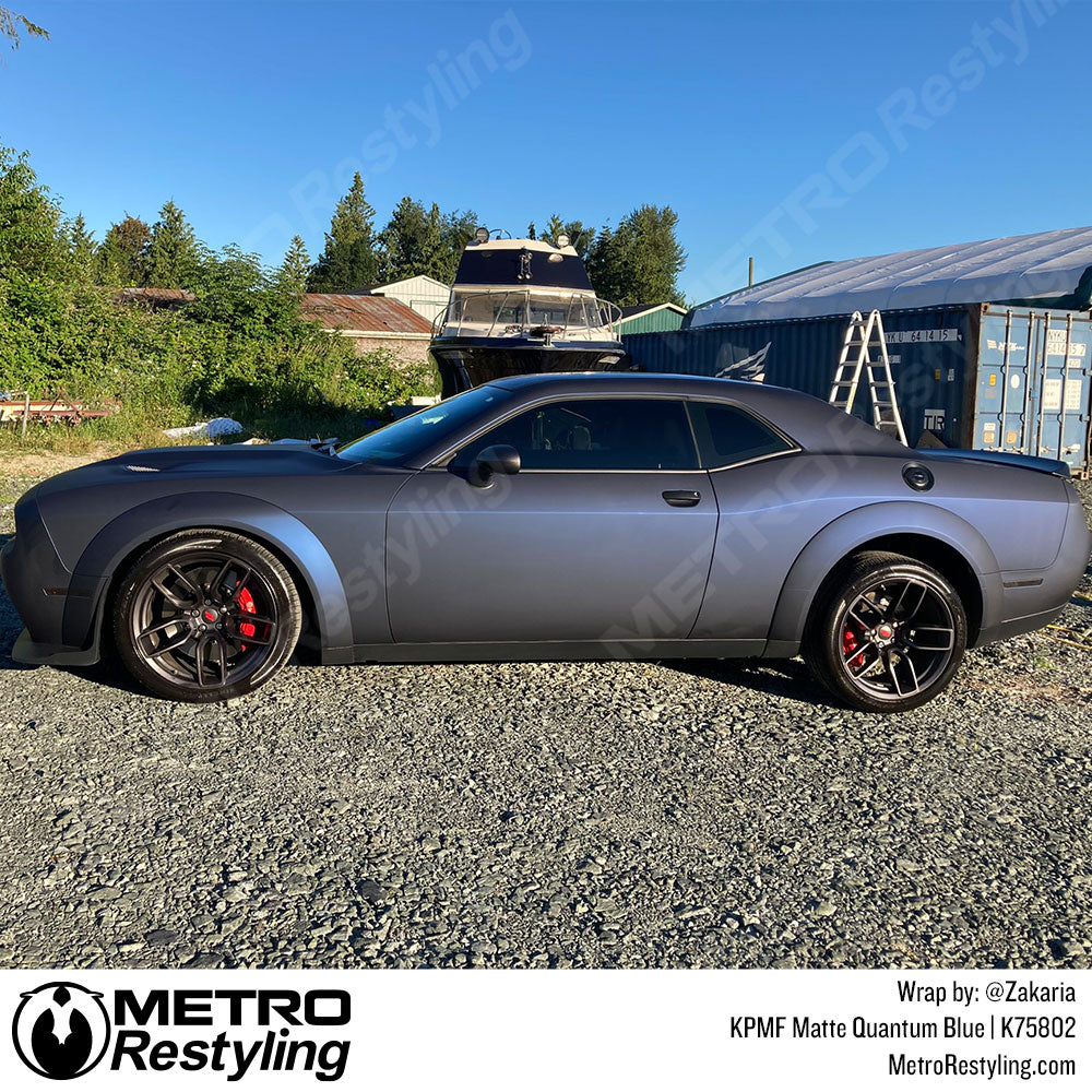 Matte Quantum Blue Dodge Challenger SRT Vinyl Wrap