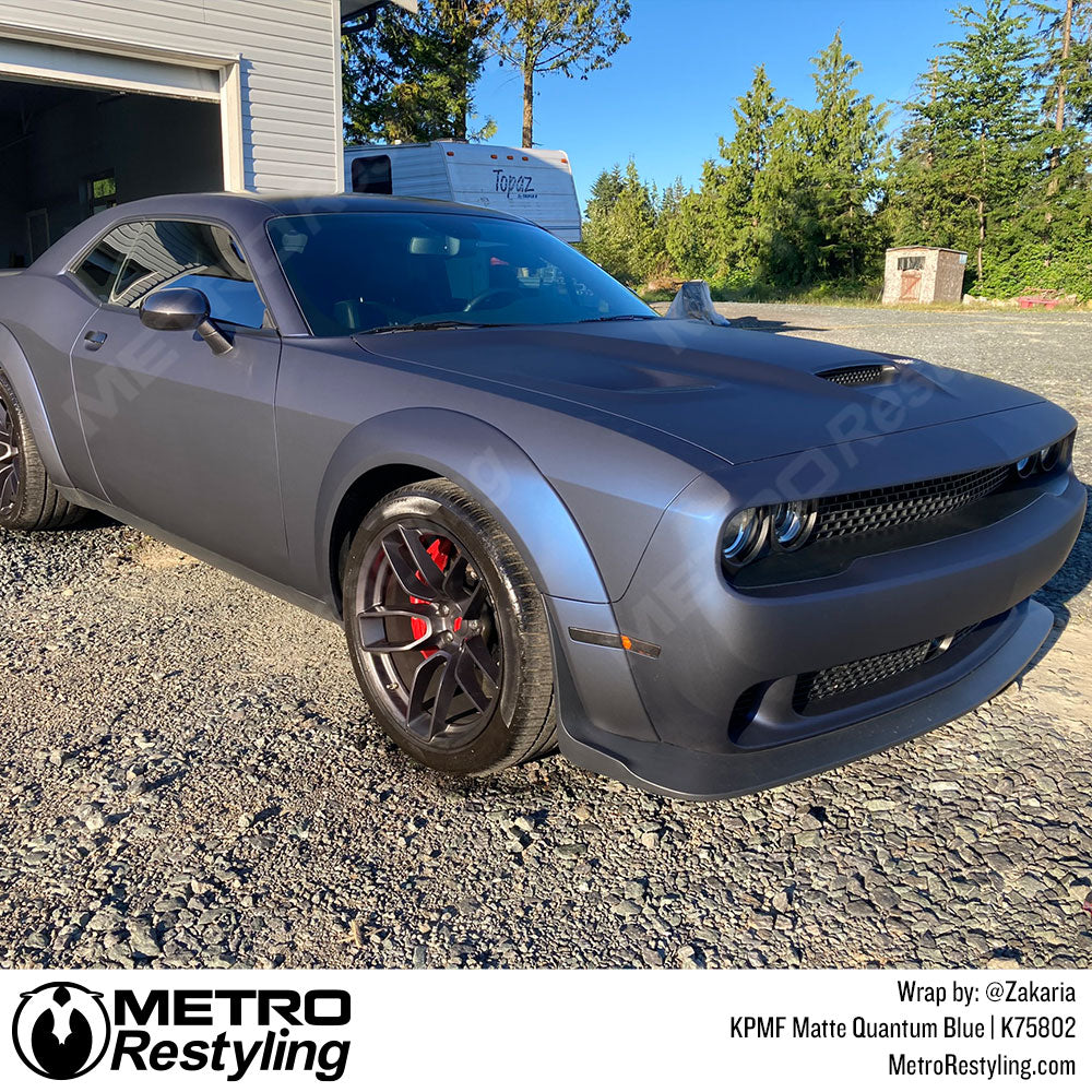 Matte Quantum Blue Dodge Challenger SRT Vinyl Wrap