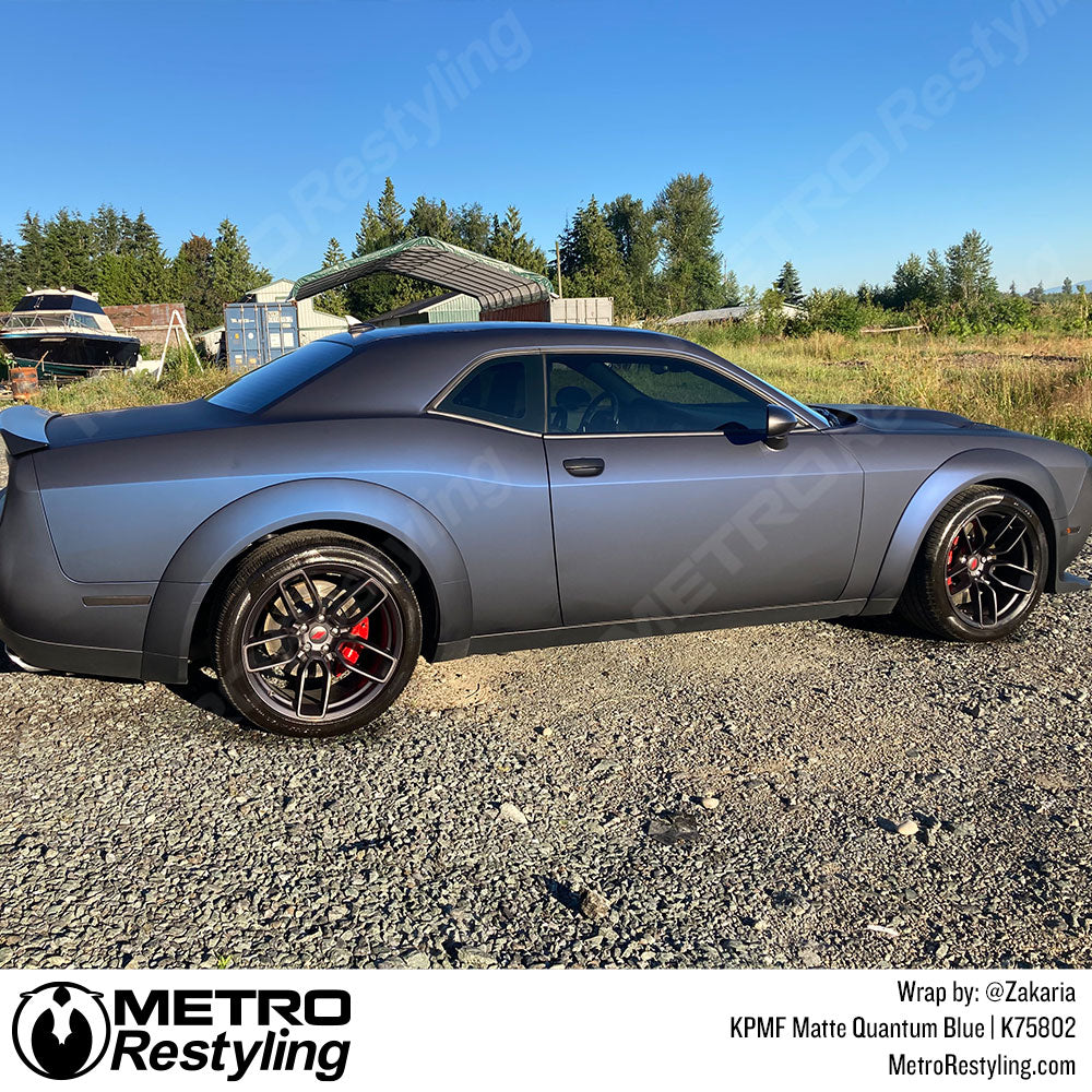 Matte Quantum Blue Dodge Challenger SRT Vinyl Wrap