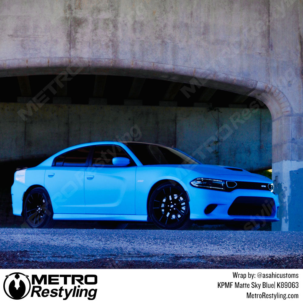KPMF Matte Sky Blue dodge Charger Vinyl Wrap