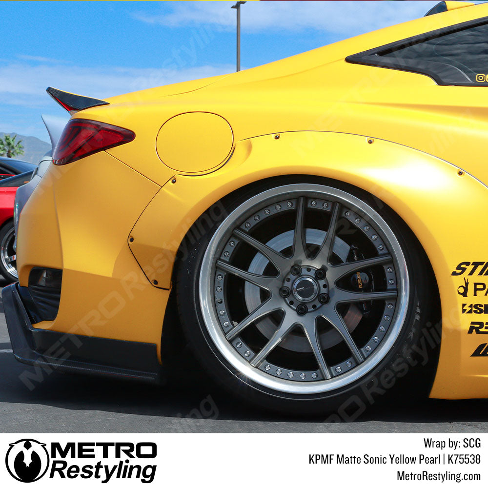 KPMF Matte Sonic Yellow Pearl Infiniti Q60 Vinyl Wrap