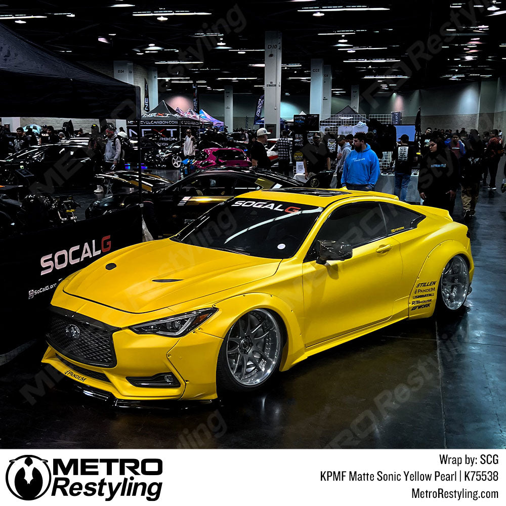 KPMF Matte Sonic Yellow Pearl Infiniti Q60 Vinyl Wrap