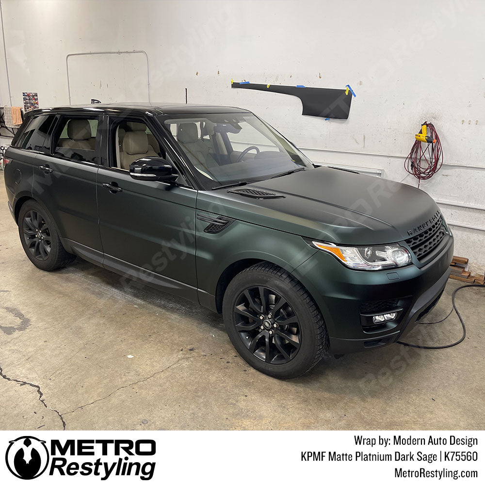 Matte Platinum Dark Sage Range Rover Vinyl Wrap