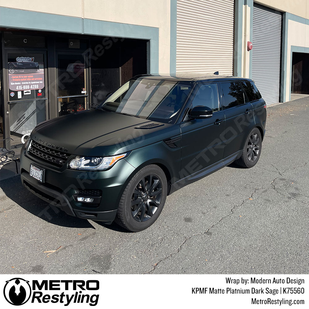 Matte Platinum Dark Sage Range Rover Vinyl Wrap