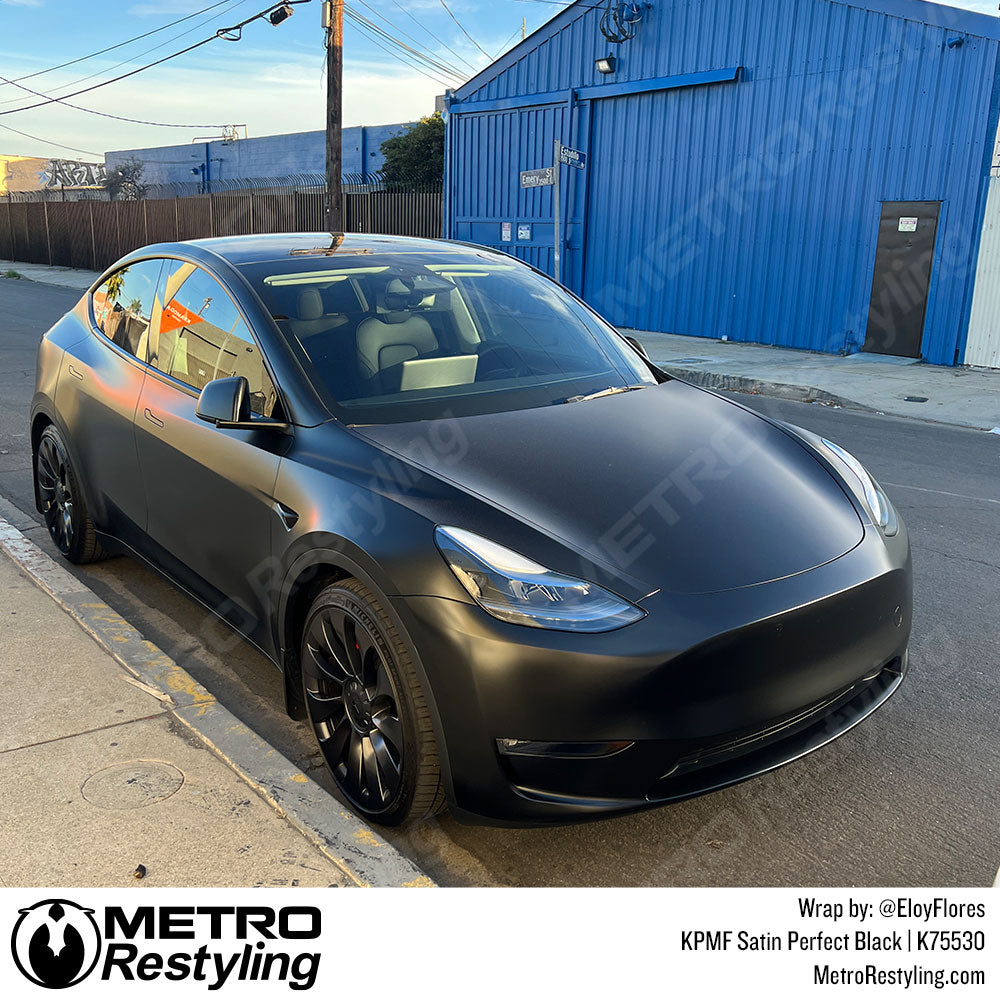 Satin Perfect Black Tesla Model Y Vinyl Wrap