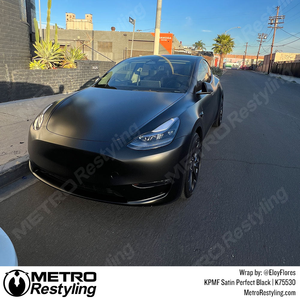 Satin Perfect Black Tesla Model Y Vinyl Wrap