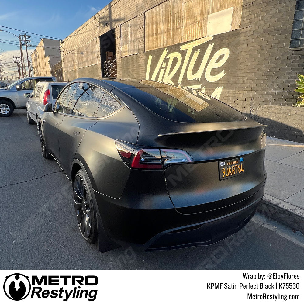 Satin Perfect Black Tesla Model Y Vinyl Wrap