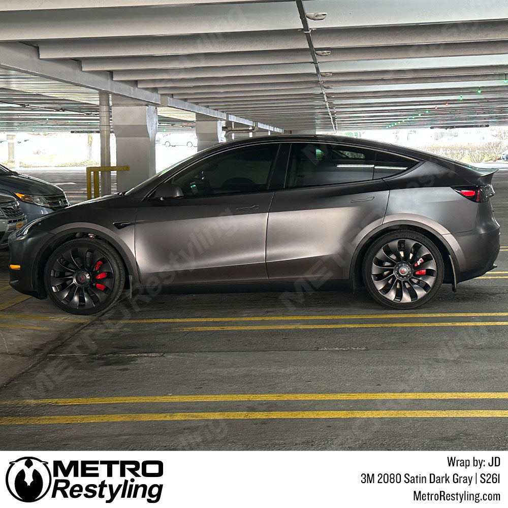 satin gray Tesla vinyl wrap
