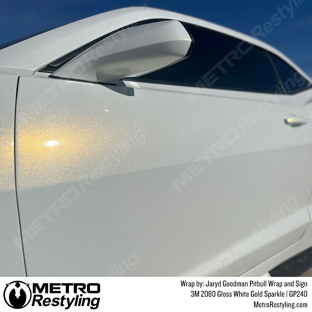 Gloss White Gold Sparkle Vinyl Wrap
