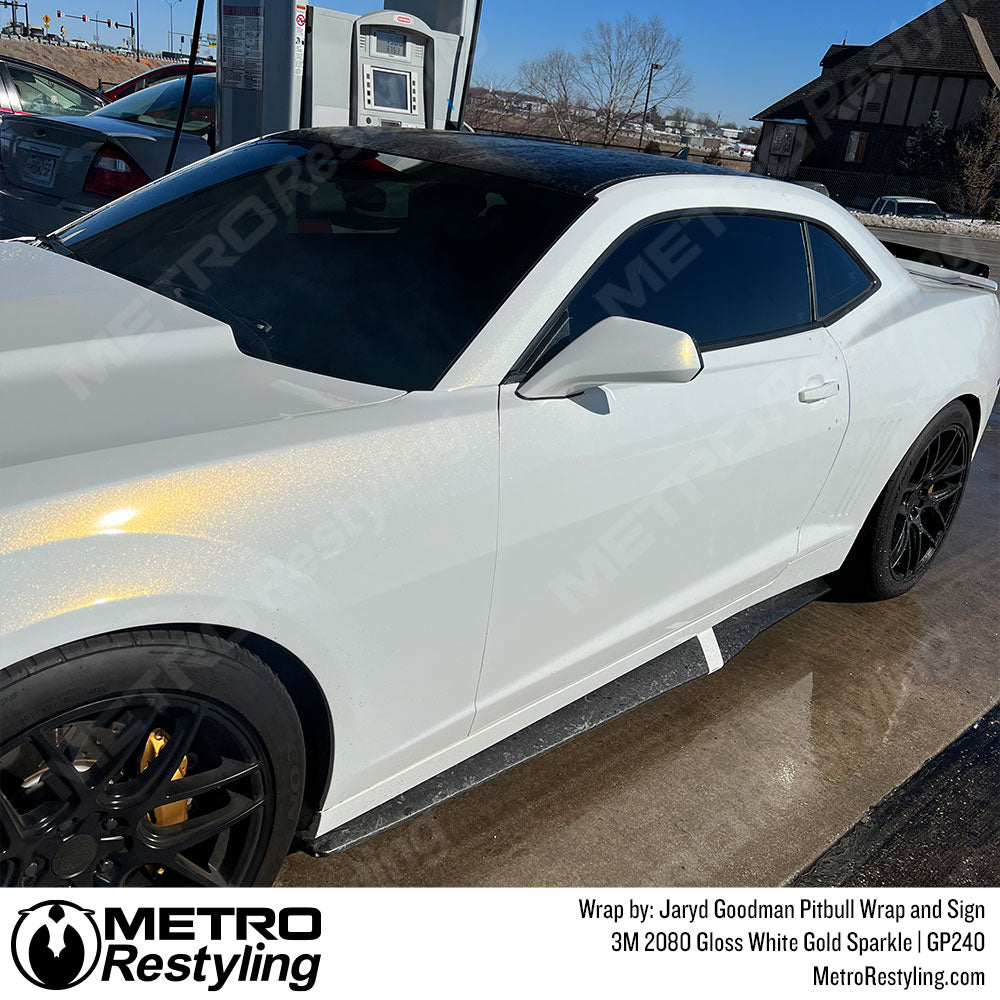 Gloss White Gold Sparkle Vinyl Wrap