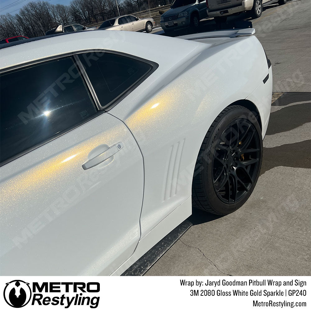 Gloss White Gold Sparkle Vinyl Wrap