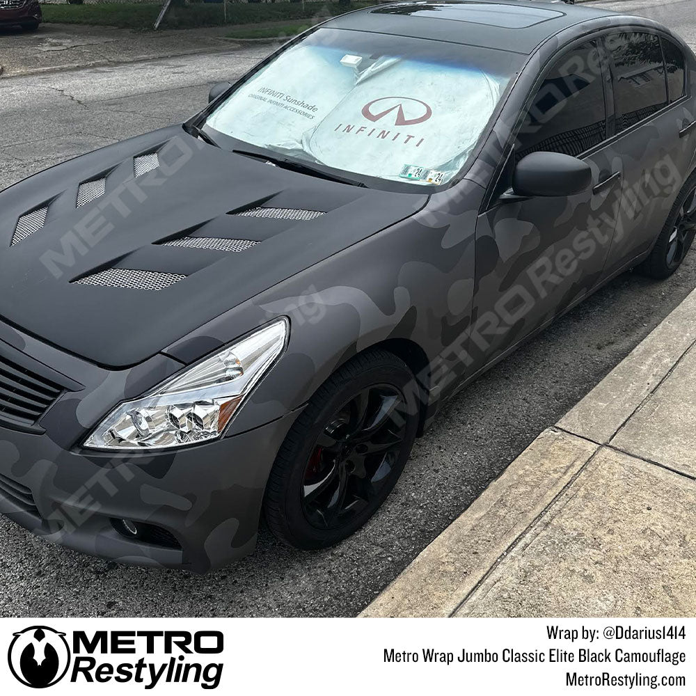 Black Camouflage Car Vinyl Wrap