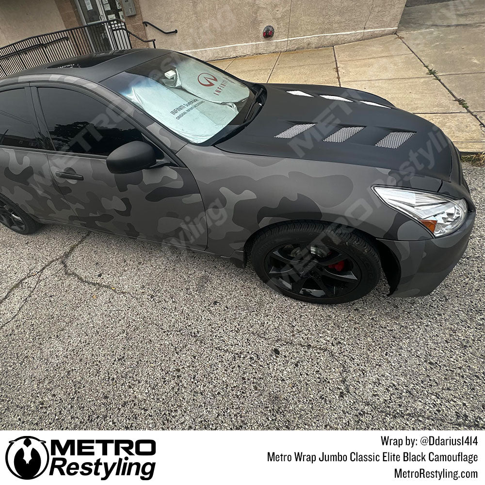 Black Camouflage Car Vinyl Wrap
