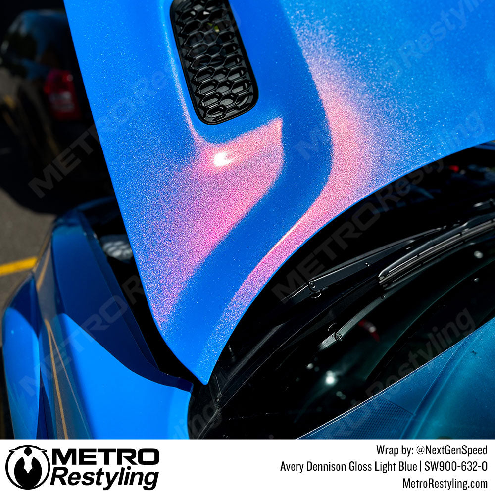 Gloss Light Blue Vinyl Wrapped Dodge Charger