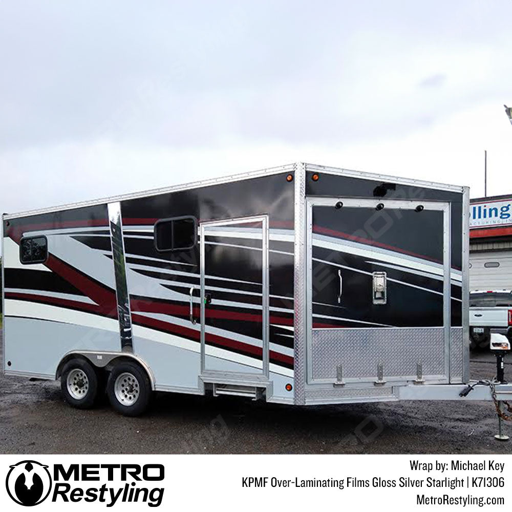Gloss Silver Over-Laminating Vinyl Film Wrap Trailer