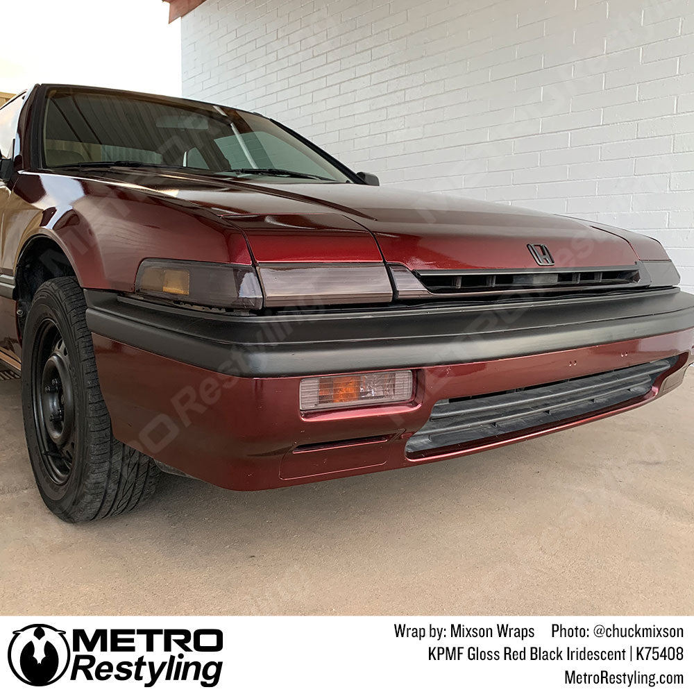 Gloss Red Black Iridescent Vinyl Wrapped Honda