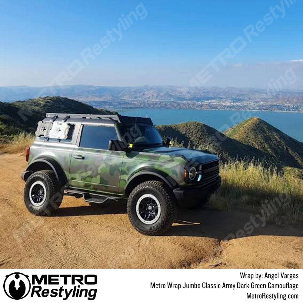 Classic Green Army Camo Ford Bronco Vinyl Wrap
