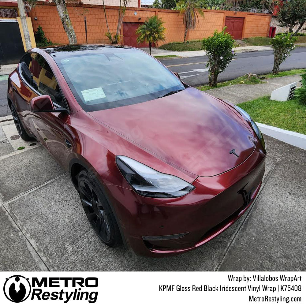 Red and Black Tesla Wrap