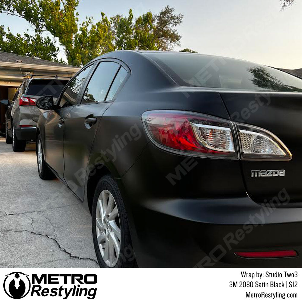 satin black car wrap