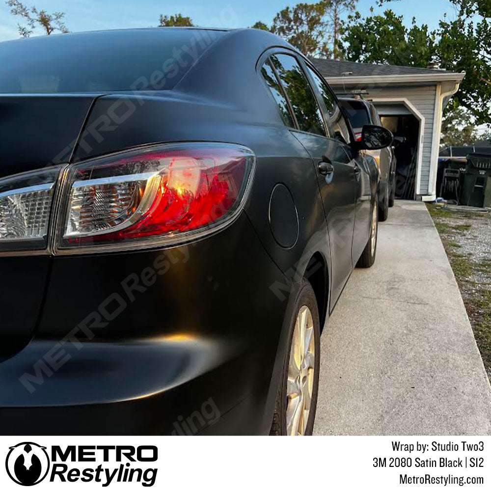 satin black car wrap