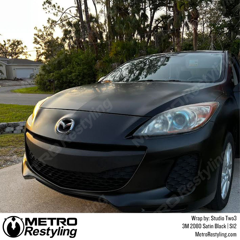 satin black car wrap