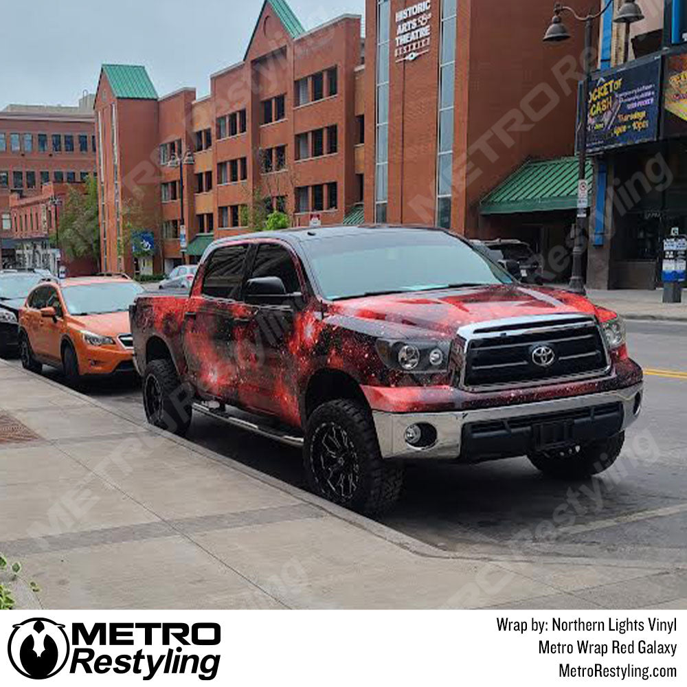 red galaxy vinyl truck wrap