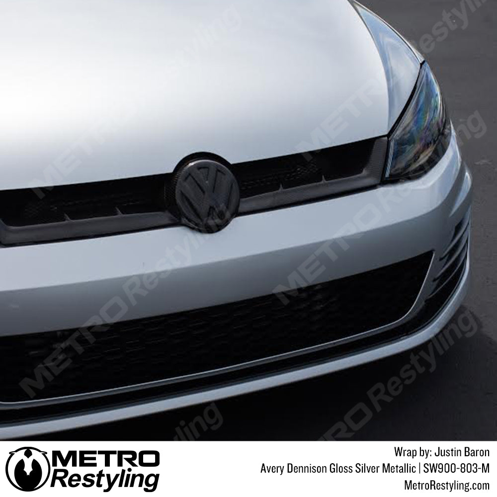 Metallic silver vinyl car wrap