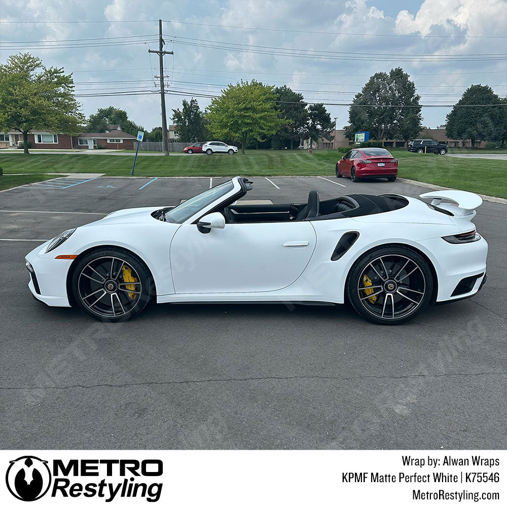 white porsche vinyl wrap
