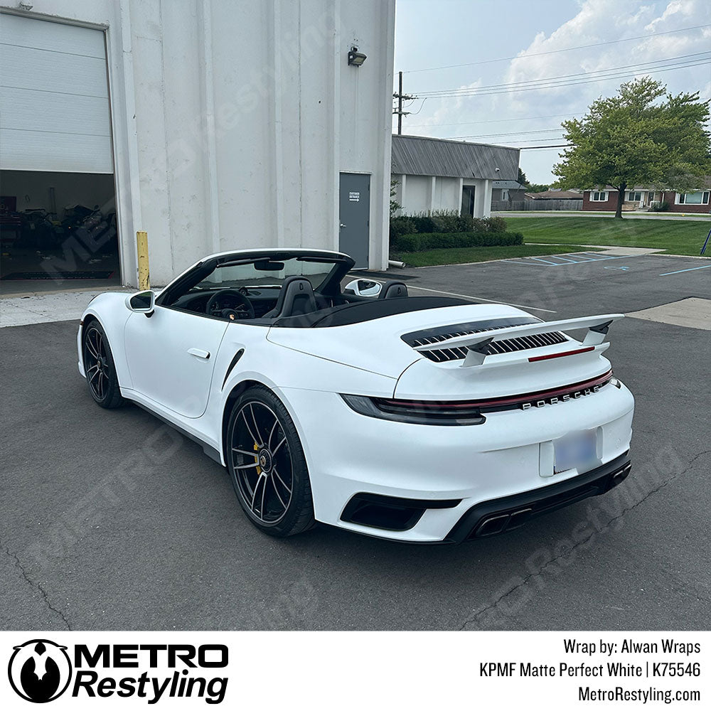 white porsche vinyl wrap
