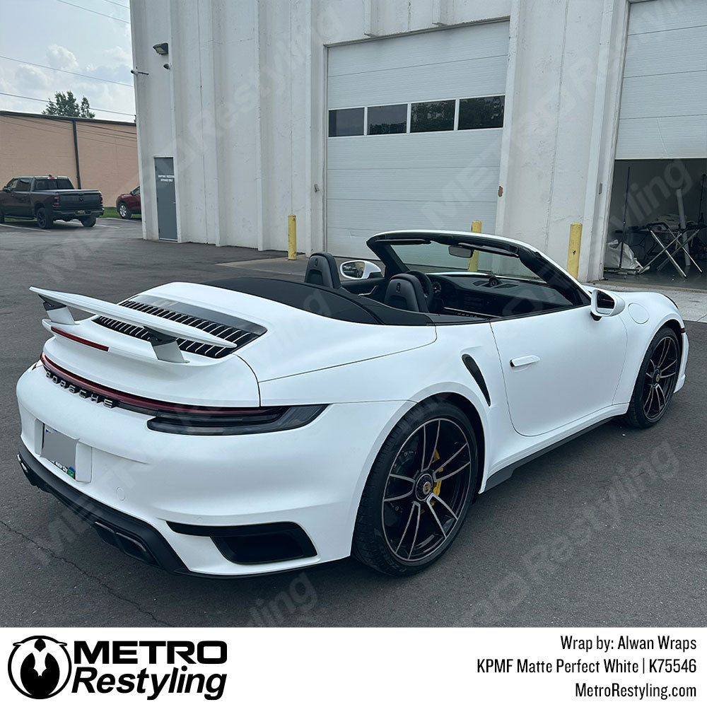 white porsche vinyl wrap