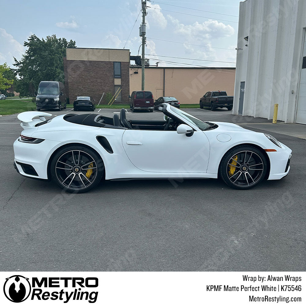 white porsche vinyl wrap