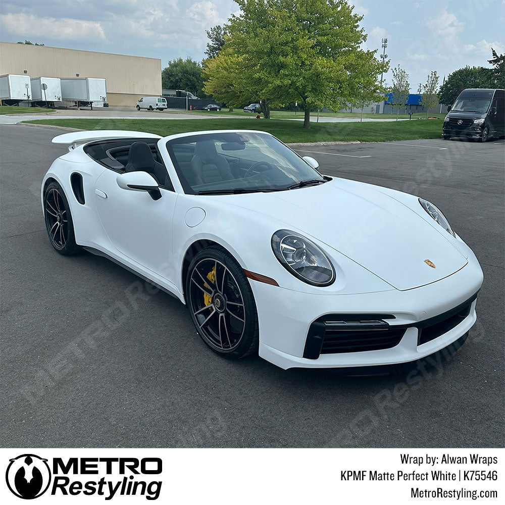 white porsche vinyl wrap