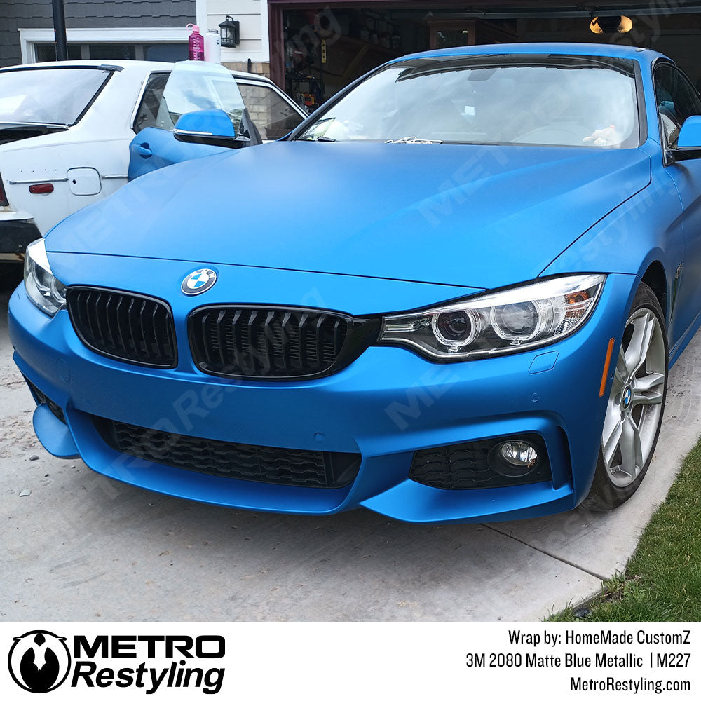 blue metallic BMW wrap