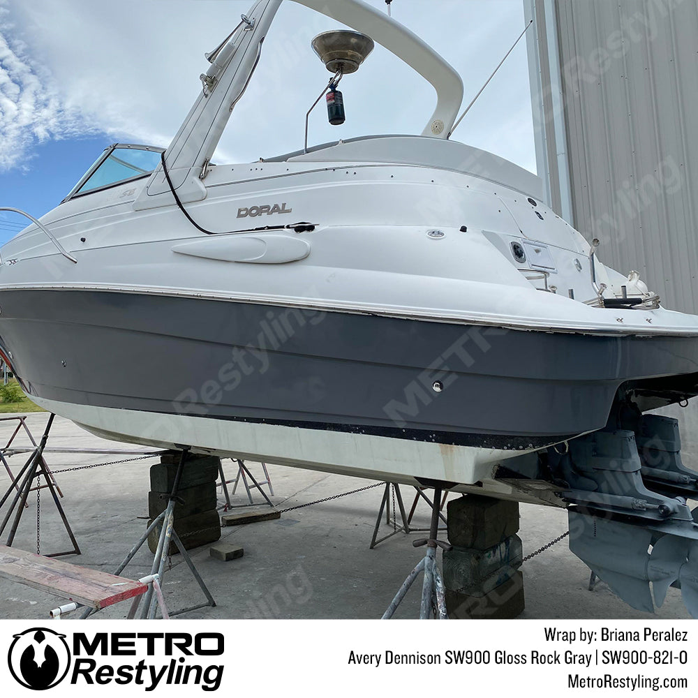 Gloss Rock Gray vinyl boat wrap