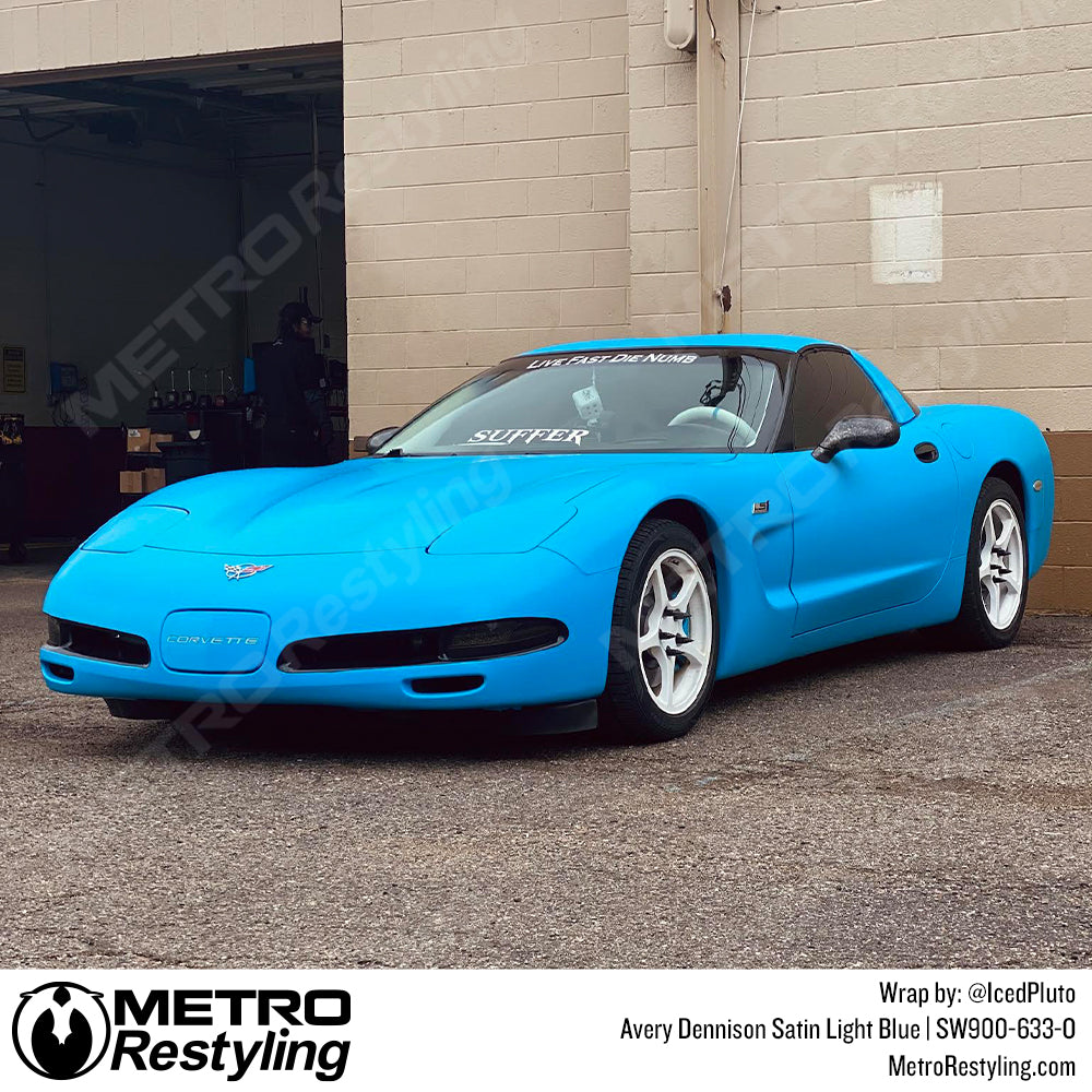 satin blue vinyl car wrap