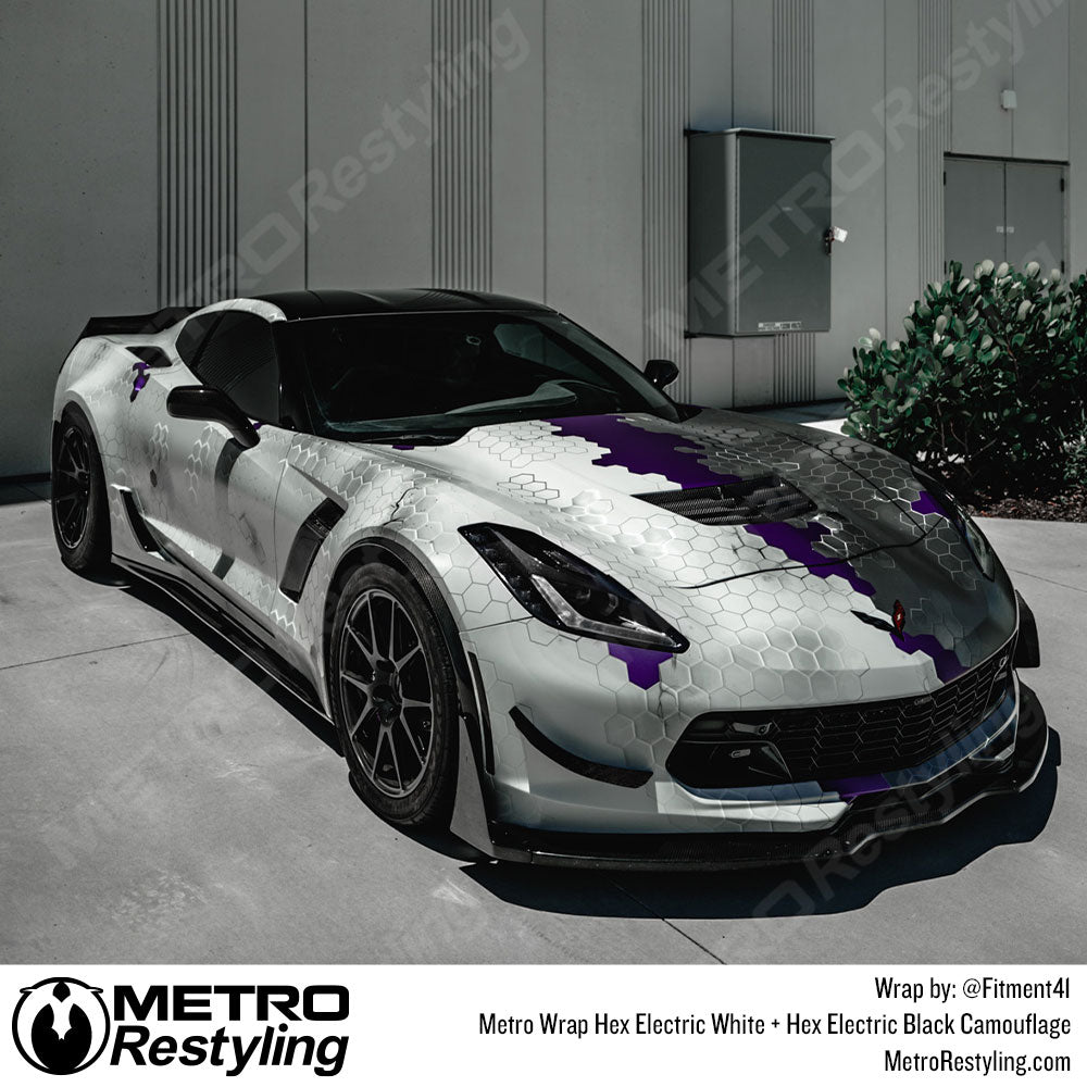electric white vinyl Corvette wrap