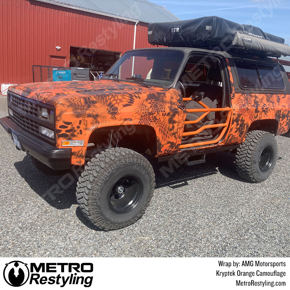 Kryptek Orange Camouflage Vinyl Wrap Truck