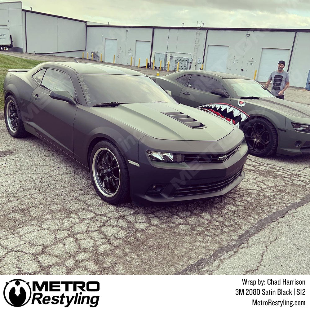 satin black car vinyl wrap