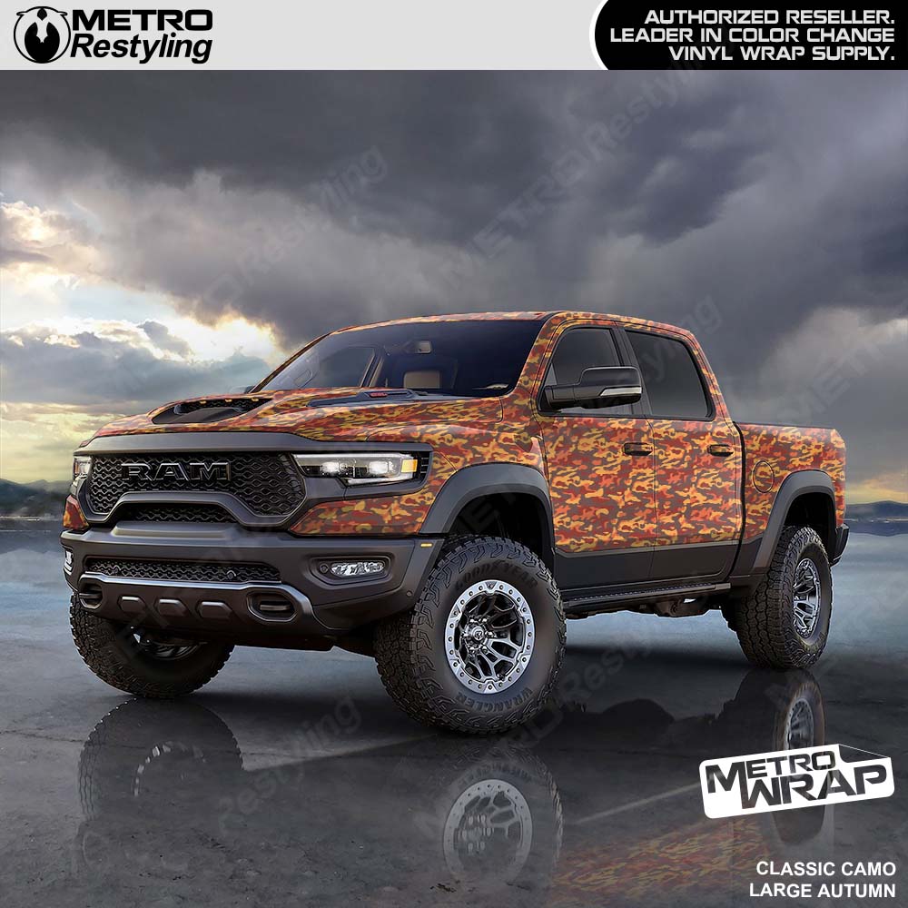 autumn camo vinyl truck wrap