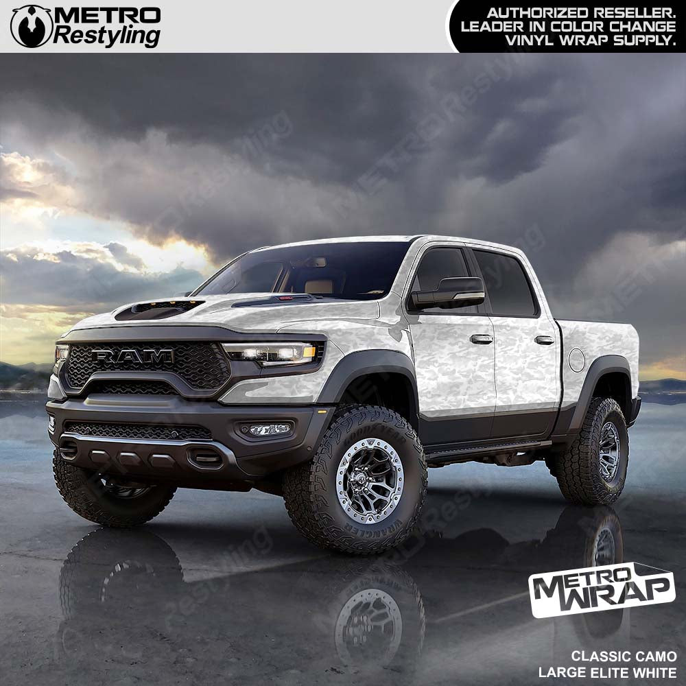 white camo truck wrap