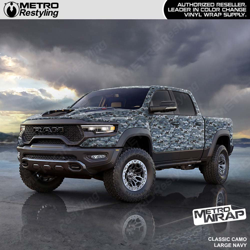 navy camo truck wrap