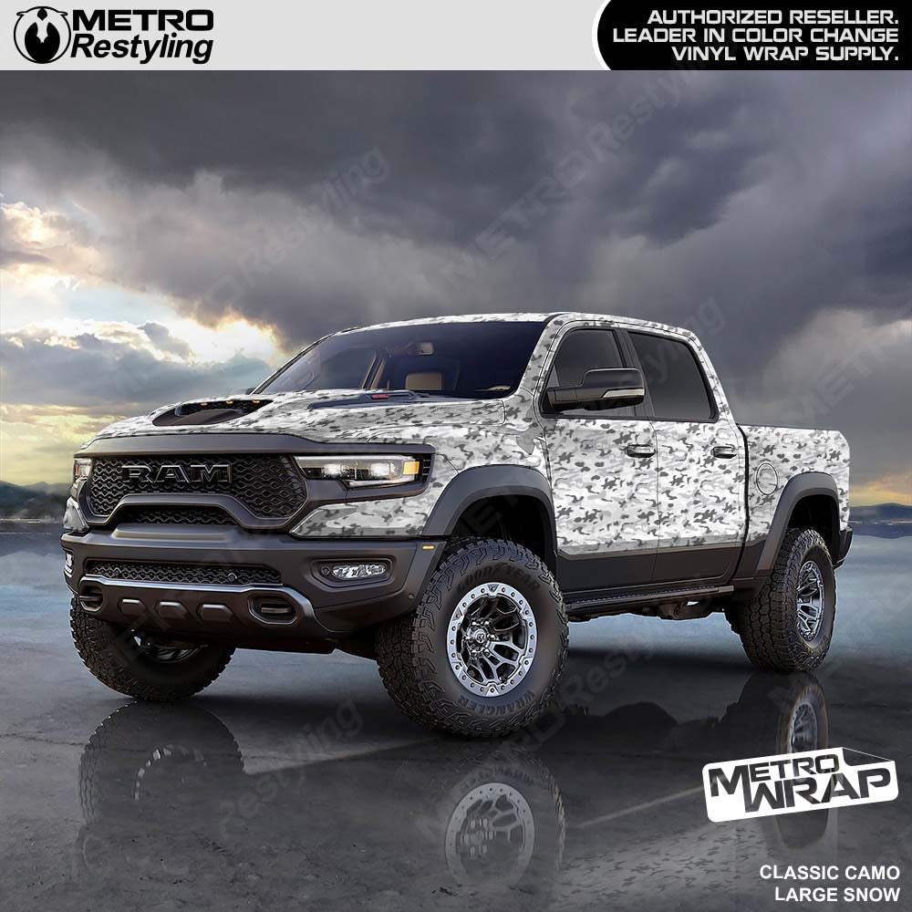snow camo truck wrap