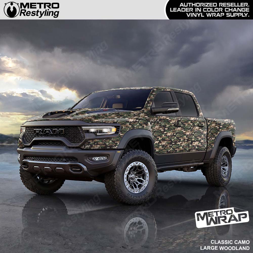 woodland camo truck wrap