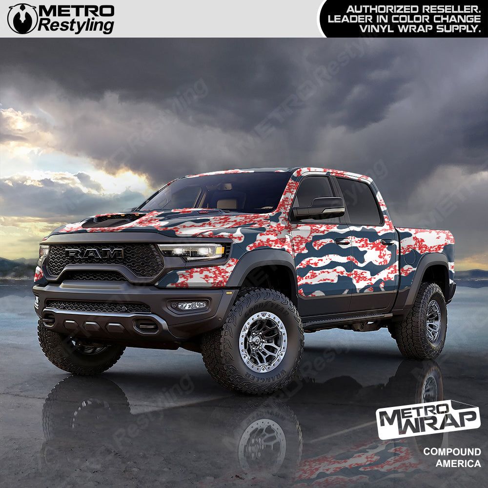Compound America Camo vinyl truck wrap