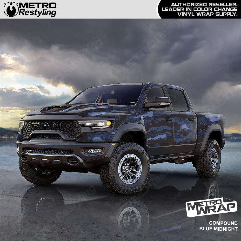 Compound Blue Midnight Camo vinyl truck wrap