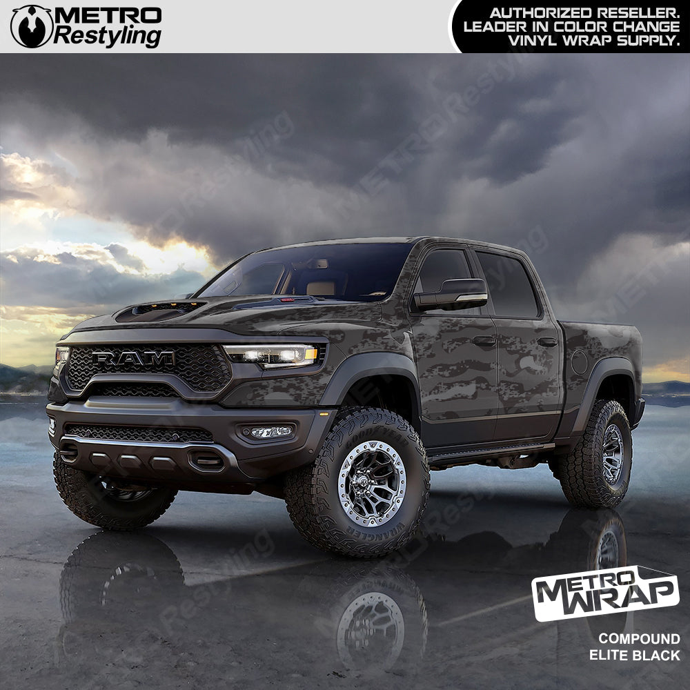 Compound Elite Black Camo vinyl truck wrap