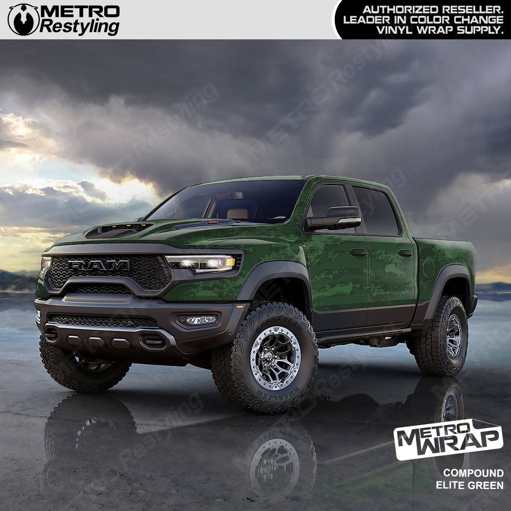 Compound Elite Shadow Green Camo vinyl truck wrap